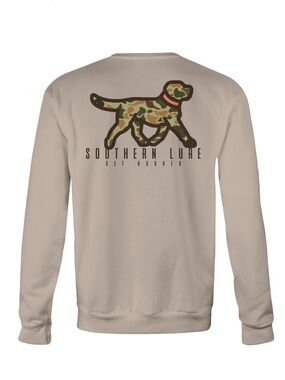NWT Southern Lure Adult Crew Neck Fleece - Walking Camo Lab - Sand Sizes S & L